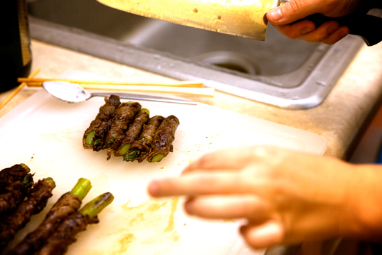 Cutting The Asparagus Beef
